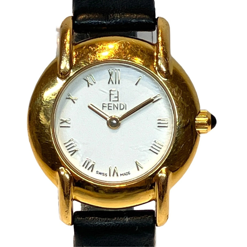 Fendi watch, total weight 20.4g, GP (gold plated) leather strap, quartz movem...
